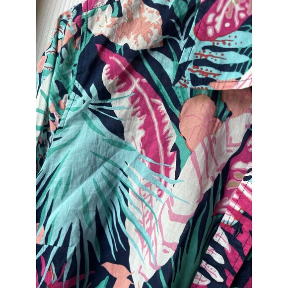 Talbots Women’s Button Up Shirt Hawaiian Colorful Floral Long Sleeve Cotton L - Picture 2 of 9